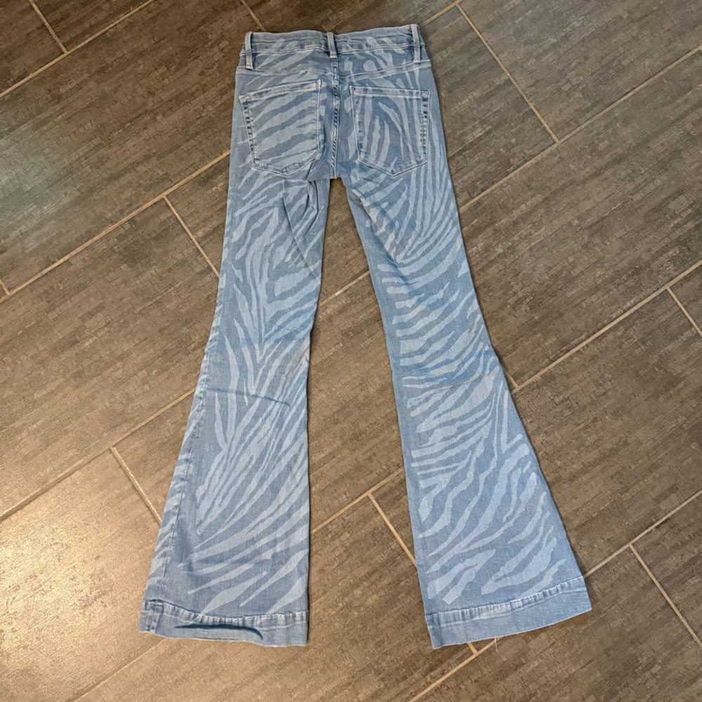 We The Free Blue Zebra-Print Flare Jeans - Picture 6 of 7